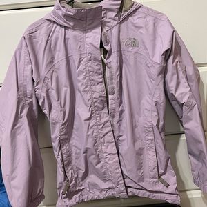 Purple north face rain jacket